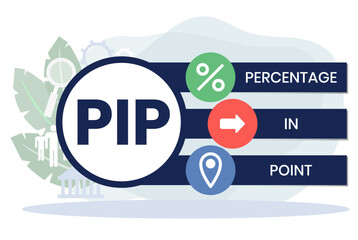 PIP - Percentage In Point acronym. business concept background. vector illustration concept with keywords and icons. lettering illustration with icons for web banner, flyer, landing page