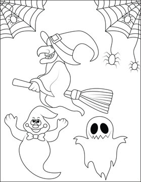 funny halloween coloring page for kids and adults 