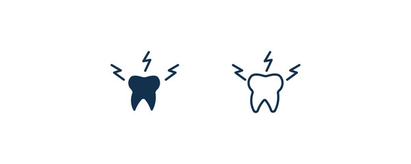 toothache icon. Outline and filled toothache icon from dental health collection. Editable toothache symbol.