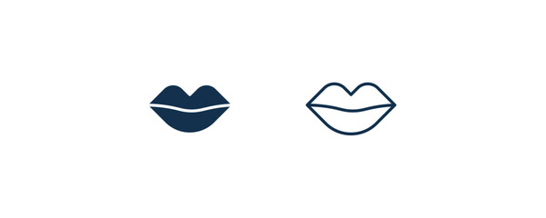 mouth icon. Outline and filled mouth icon from dental health collection. Editable mouth symbol.