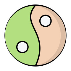 Ying Yang Line Color Icon