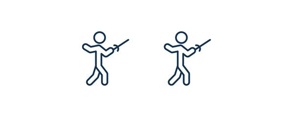 fencing attack icon. Outline and filled fencing attack icon from people and relation collection. Line and glyph vector. Editable fencing attack symbol can be used web and mobile