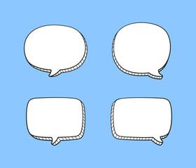 Comic 3D doodle speech bubble outline collection set vector illustration