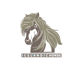 ISLANDIC HEAD HORSE LOGO, silhouette of smart breed horse face vector illustrations