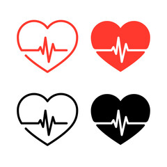 Vector Set of Heart Beat or Pulse Signs