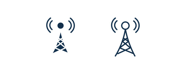 cell tower icon. Outline and filled cell tower icon from technology collection. Line and glyph vector isolated on white background. Editable cell tower symbol.
