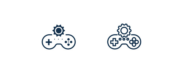game development icon. Outline and filled game development icon from information technology collection. Line and glyph vector isolated on white background. Editable game development symbol.
