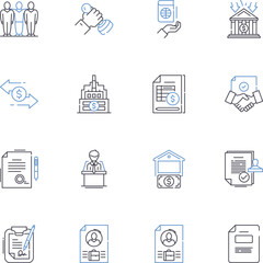 Engineering management line icons collection. Efficiency, Optimization, Strategy, Innovation, Communication, Project management, Resource allocation vector and linear illustration. Leadership
