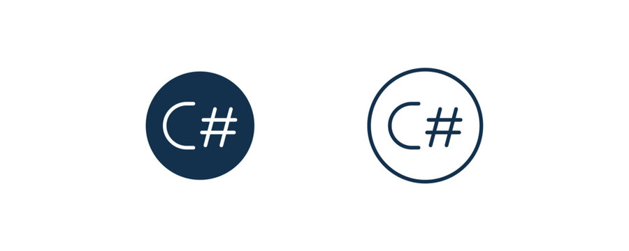 c sharp icon. Outline and filled c sharp icon from information technology collection. Line and glyph vector isolated on white background. Editable c sharp symbol.