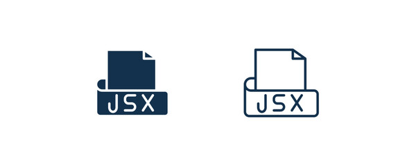 jsx icon. Outline and filled jsx icon from information technology collection. Line and glyph vector isolated on white background. Editable jsx symbol.