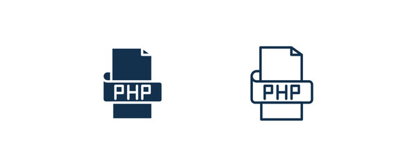 php icon. Outline and filled php icon from information technology collection. Line and glyph vector isolated on white background. Editable php symbol.