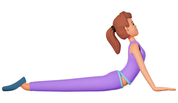 Young woman standing on her hand doing yoga exercise 3d illustration. An adult girl doing stretching exercise of yoga stand on her hand 3d illustration