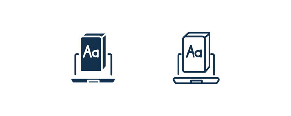 digital book icon. Outline and filled digital book icon from distance learning collection. Line and glyph vector isolated on white background. Editable digital book symbol..