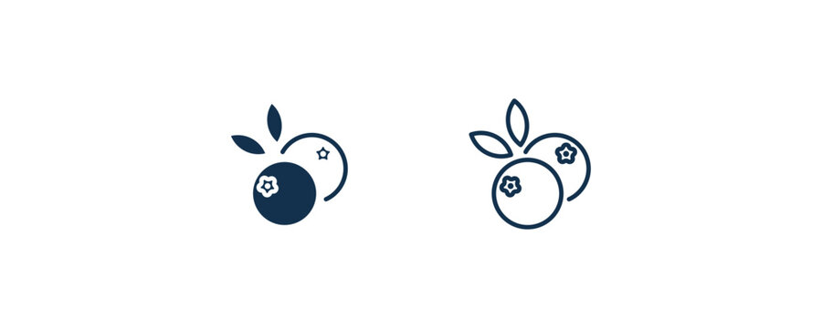 blueberries icon. Outline and filled blueberries icon from vegetables and fruits collection. Line and glyph vector isolated on white background. Editable blueberries symbol.