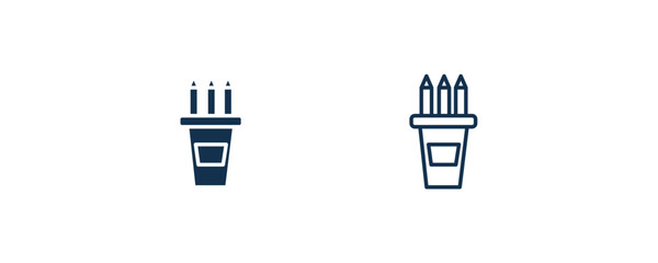 pencil box icon. Outline and filled pencil box icon from distance learning collection. Line and glyph vector isolated on white background. Editable pencil box symbol..