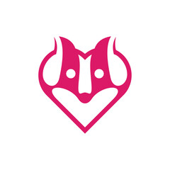 Racoon head love elegant modern logo