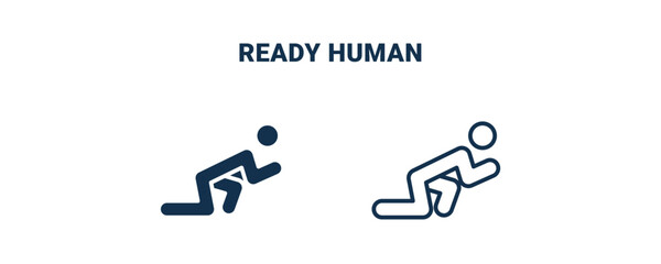 ready human icon. Outline and filled ready human icon from feeling and reaction collection. Line and glyph vector isolated on white background. Editable ready human symbol.