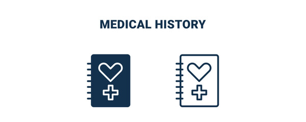 medical history icon. Outline and filled medical history icon from medical collection. Line and glyph vector isolated on white background. Editable medical history symbol