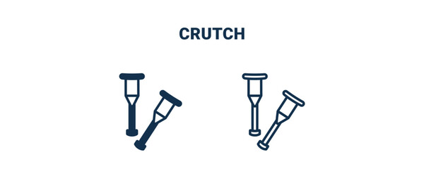 crutch icon. Outline and filled crutch icon from medical collection. Line and glyph vector isolated on white background. Editable crutch symbol