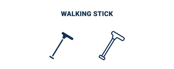 walking stick icon. Outline and filled walking stick icon from medical collection. Line and glyph vector isolated on white background. Editable walking stick symbol