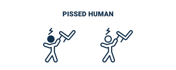 pissed human icon. Outline and filled pissed human icon from feeling and reaction collection. Line and glyph vector isolated on white background. Editable pissed human symbol.