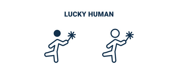 lucky human icon. Outline and filled lucky human icon from feeling and reaction collection. Line and glyph vector isolated on white background. Editable lucky human symbol.