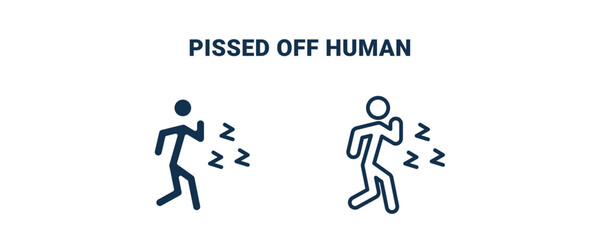 pissed off human icon. Outline and filled pissed off human icon from feeling and reaction collection. Line and glyph vector isolated on white background. Editable pissed off human symbol.