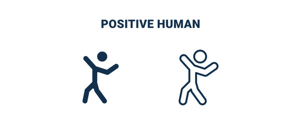 positive human icon. Outline and filled positive human icon from feeling and reaction collection. Line and glyph vector isolated on white background. Editable positive human symbol.