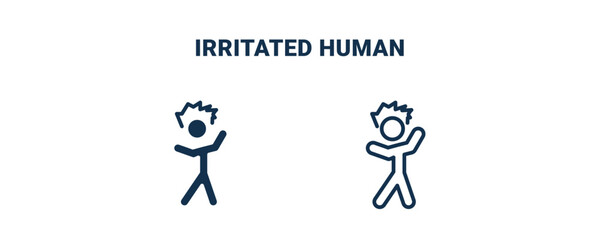 Fototapeta na wymiar irritated human icon. Outline and filled irritated human icon from feeling and reaction collection. Line and glyph vector isolated on white background. Editable irritated human symbol.