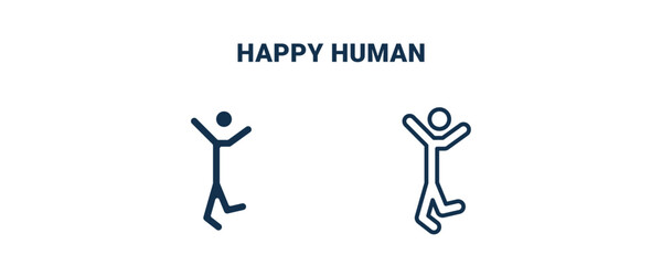 happy human icon. Outline and filled happy human icon from feeling and reaction collection. Line and glyph vector isolated on white background. Editable happy human symbol.