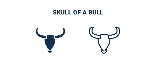 skull of a bull icon. Outline and filled skull of a bull icon from culture and civilization collection. Line and glyph vector isolated on white background. Editable skull of a bull symbol.