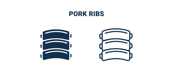pork ribs icon. Outline and filled pork ribs icon from culture and civilization collection. Line and glyph vector isolated on white background. Editable pork ribs symbol.