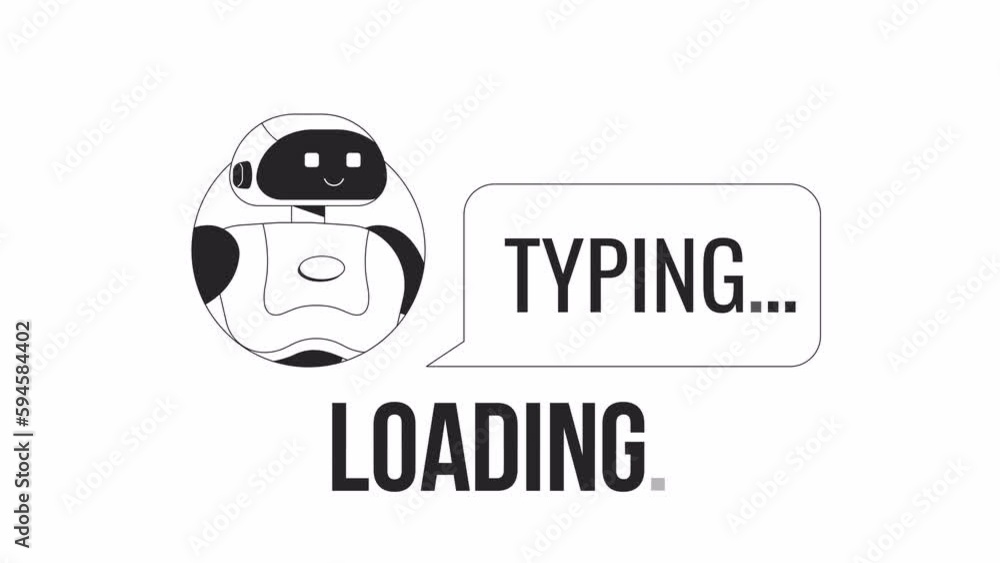 Poster ai chatbot types bw loader animation. artificial intelligence. flash message 4k video footage. isola