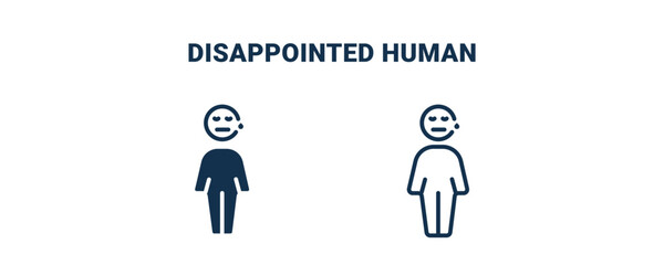 disappointed human icon. Outline and filled disappointed human icon from feeling and reaction collection. Line and glyph vector isolated on white background. Editable disappointed human symbol.