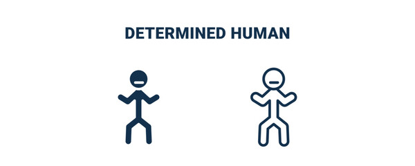 determined human icon. Outline and filled determined human icon from feeling and reaction collection. Line and glyph vector isolated on white background. Editable determined human symbol.