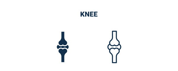 knee icon. Outline and filled knee icon from medical collection. Line and glyph vector isolated on white background. Editable knee symbol