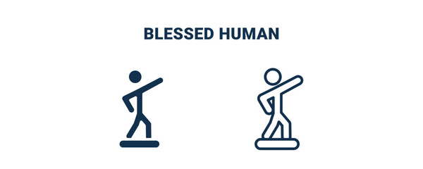 blessed human icon. Outline and filled blessed human icon from feeling and reaction collection. Line and glyph vector isolated on white background. Editable blessed human symbol.
