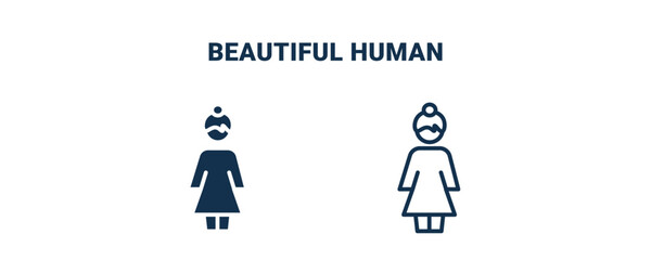 beautiful human icon. Outline and filled beautiful human icon from feeling and reaction collection. Line and glyph vector isolated on white background. Editable beautiful human symbol.