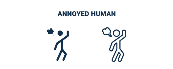 annoyed human icon. Outline and filled annoyed human icon from feeling and reaction collection. Line and glyph vector isolated on white background. Editable annoyed human symbol.