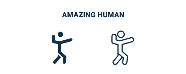 amazing human icon. Outline and filled amazing human icon from feeling and reaction collection. Line and glyph vector isolated on white background. Editable amazing human symbol.