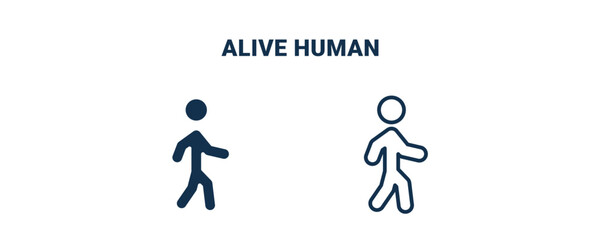 alive human icon. Outline and filled alive human icon from feeling and reaction collection. Line and glyph vector isolated on white background. Editable alive human symbol.