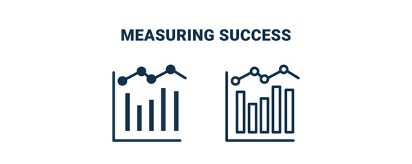 measuring success icon. Outline and vector measuring success icon from business and finance collection. Line and glyph vector isolated on white background. Editable measuring success symbol.