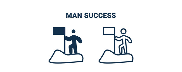 man success icon. Outline and vector man success icon from business and finance collection. Line and glyph vector isolated on white background. Editable man success symbol.