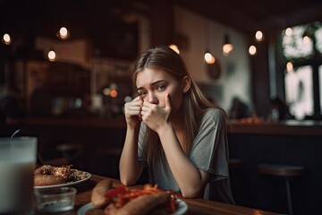 Food Poisoning from Bad Restaurant Meal, Illness Concept , ai generated - obrazy, fototapety, plakaty