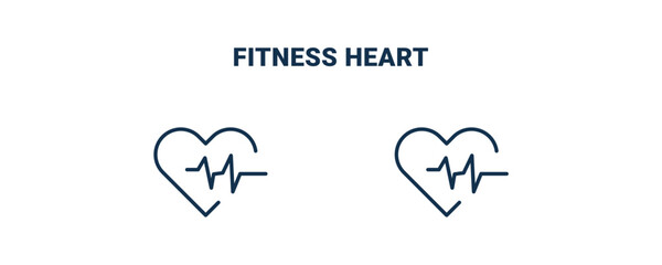 fitness heart icon. Outline and filled fitness heart icon from Fitness and Gym collection. Line and glyph vector isolated on white background. Editable fitness heart symbol.