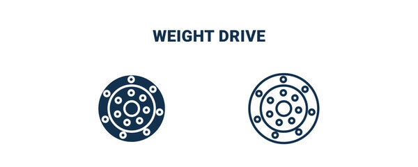 weight drive icon. Outline and filled weight drive icon from Fitness and Gym collection. Line and glyph vector isolated on white background. Editable weight drive symbol.