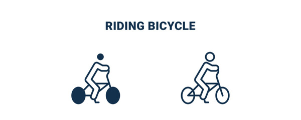 riding bicycle icon. Outline and filled riding bicycle icon from Fitness and Gym collection. Line and glyph vector isolated on white background. Editable riding bicycle symbol.