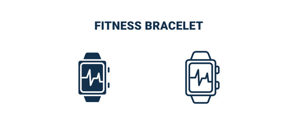 fitness bracelet icon. Outline and filled fitness bracelet icon from Fitness and Gym collection. Line and glyph vector isolated on white background. Editable fitness bracelet symbol.