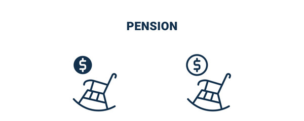 pension icon. Outline and filled pension icon from Human Resources collection. Line and glyph vector isolated on white background. Editable pension symbol.