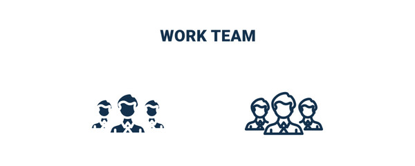 work team icon. Outline and filled work team icon from Human Resources collection. Line and glyph vector isolated on white background. Editable work team symbol.